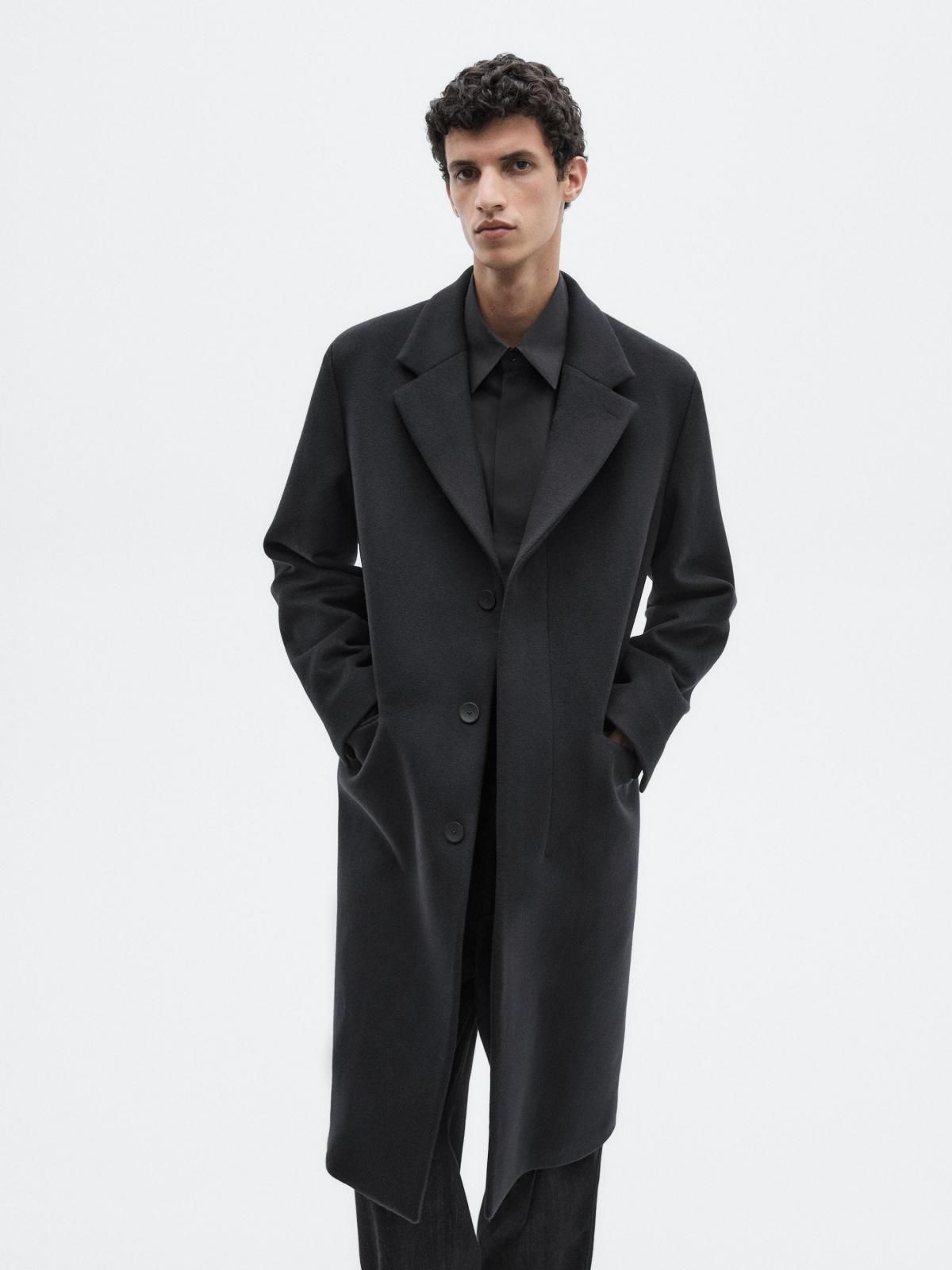 마시모두띠 클래식 울 혼방 라펠 롱 싱글코트 3574/880 NAVY BLUE - 상세 이미지 3