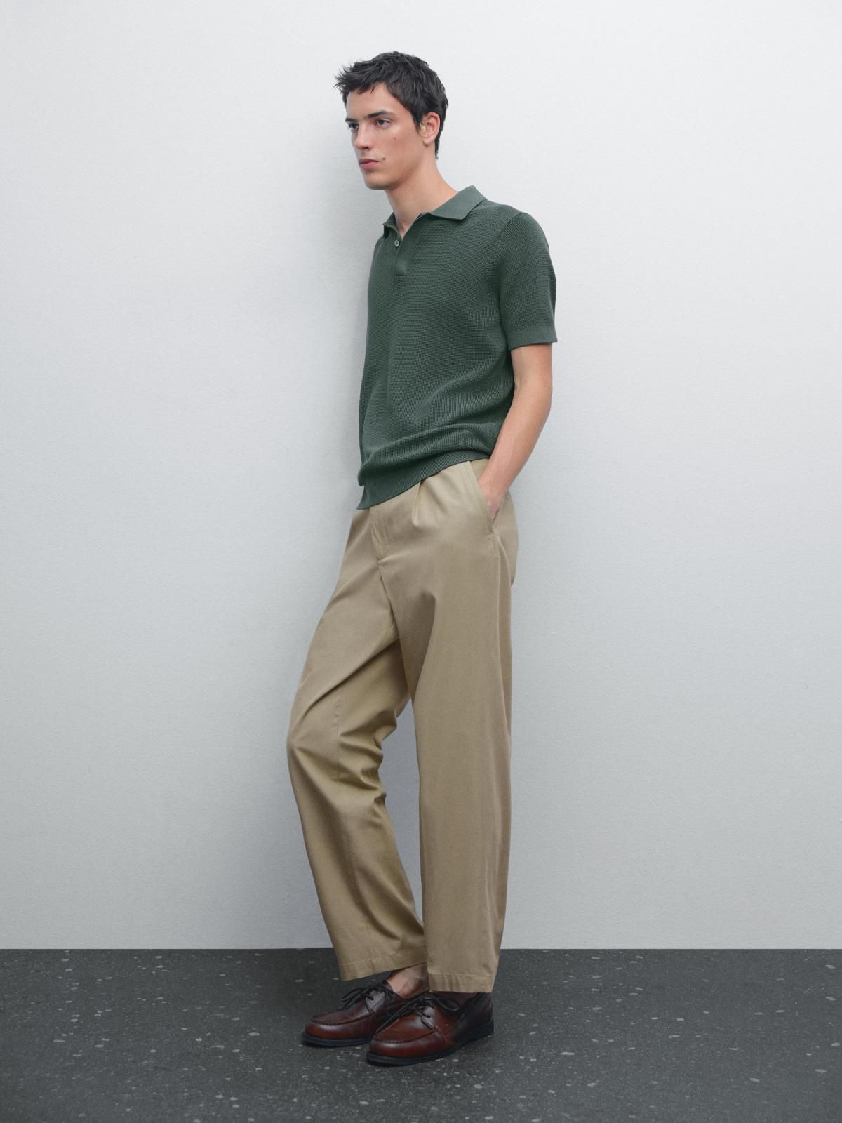마시모두띠 텍스처 코튼 니트 반팔 폴로 셔츠 0914/388 DARK GREEN MARL - 상세 이미지 2