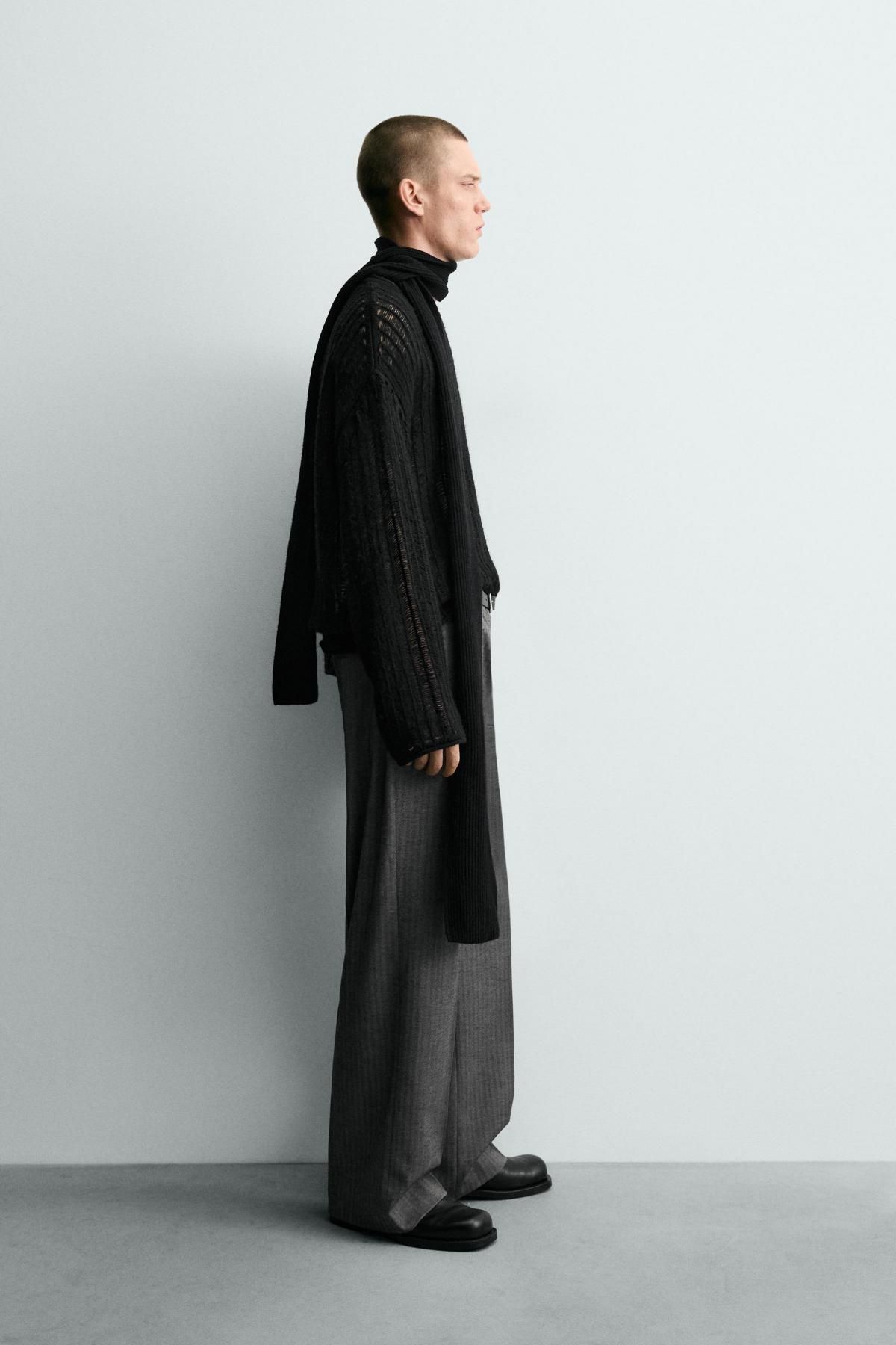 자라 텍스처 메쉬 라운드넥 스웨터 블랙 7140/310 BLACK - 상세 이미지 5