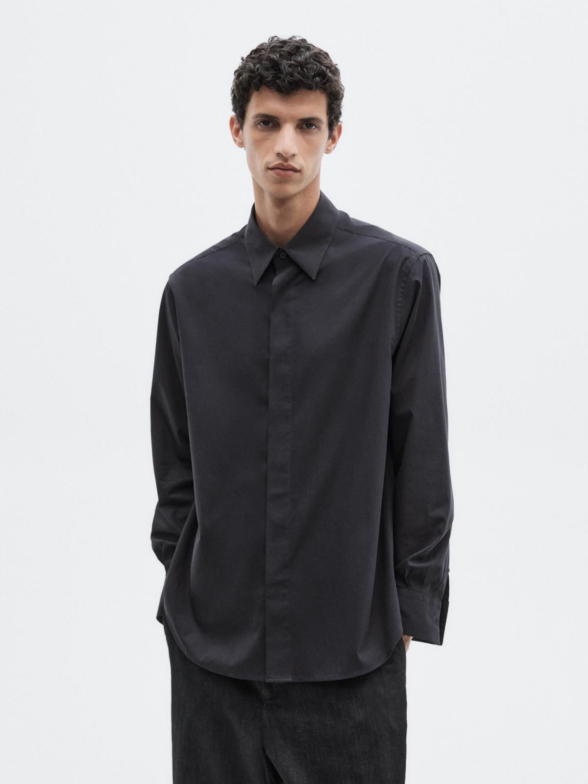 마시모두띠 릴랙스핏 코튼 롱슬리브 셔츠 0178/880 NAVY BLUE - 상세 이미지 3