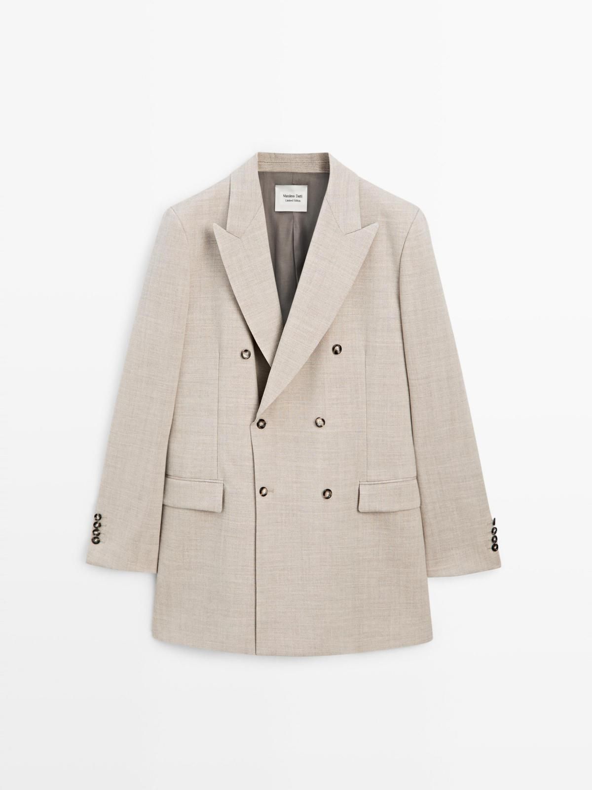 마시모두띠 프리미엄 울 더블브레스트 롱 블레이저 6001/555 GREY MARL - 상품 이미지