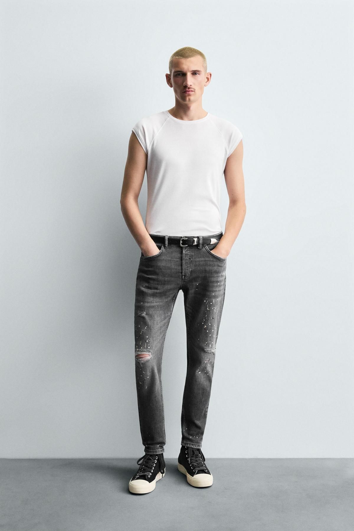 자라 페인트 스플래터 스키니핏 데님 팬츠 8062/388 GREY - 상세 이미지 2