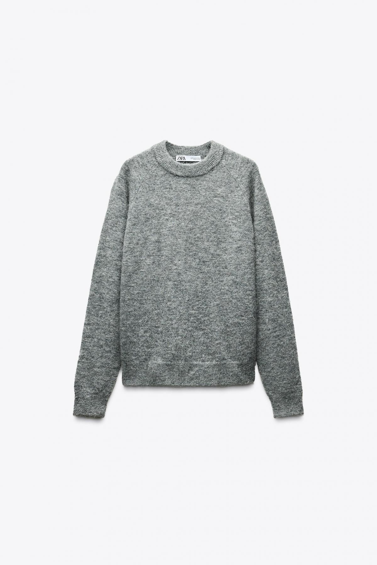 자라 미니멀 라운드넥 니트 스웨터 9598/151 GREY MARL - 상품 이미지