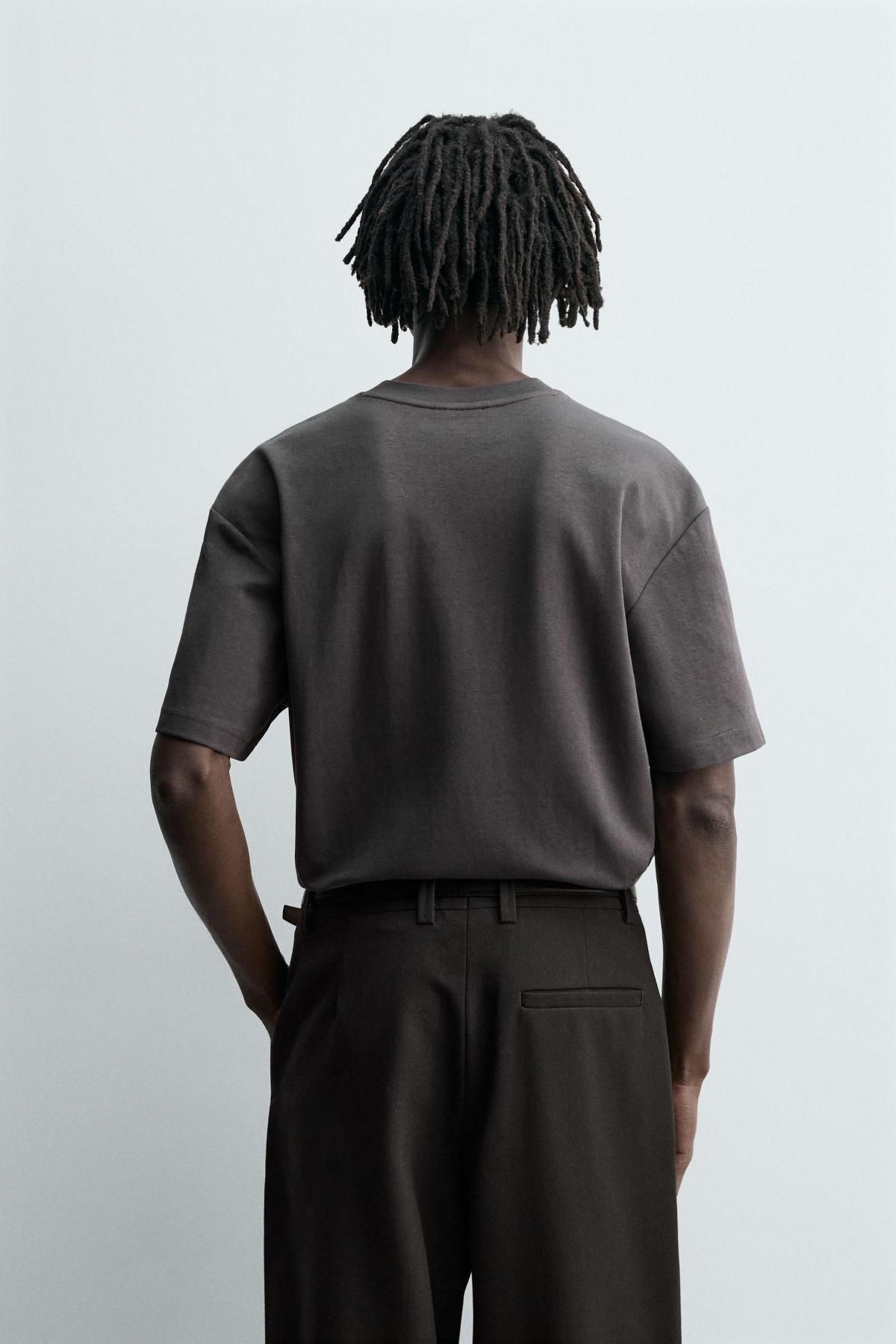 자라 릴랙스핏 테크니컬 반팔 티셔츠 5584/471 ANTHRACITE GREY - 상세 이미지 4