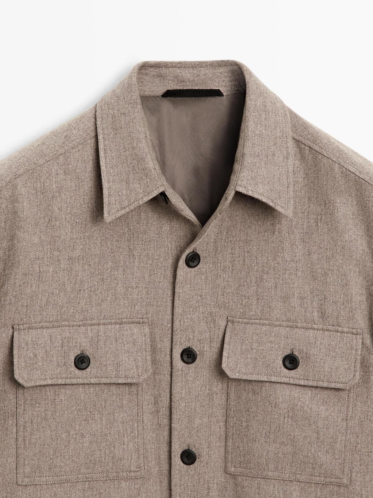 마시모두띠 프리미엄 울블렌드 포켓 오버셔츠 2804/880 MINK - 상세 이미지 5