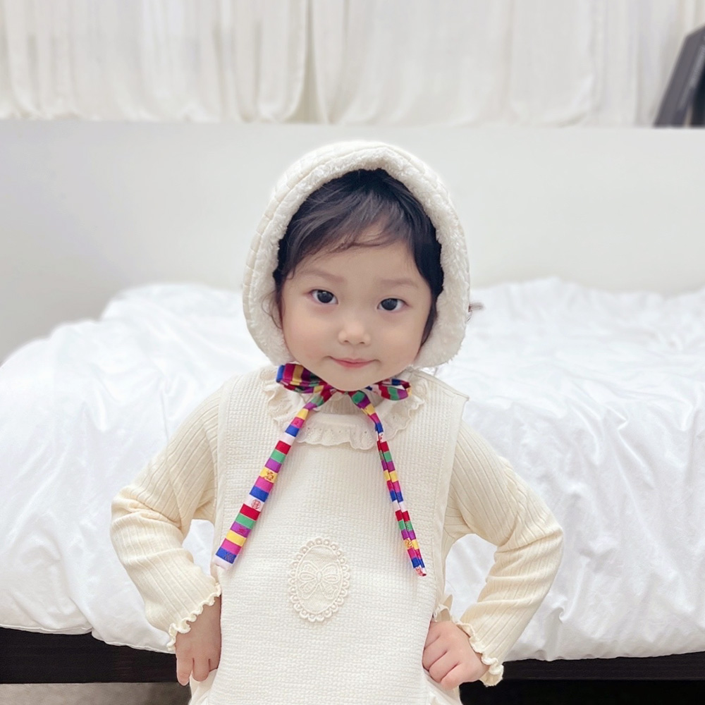 누빔 퍼 설빔 아기 귀도리 귀마개 목도리