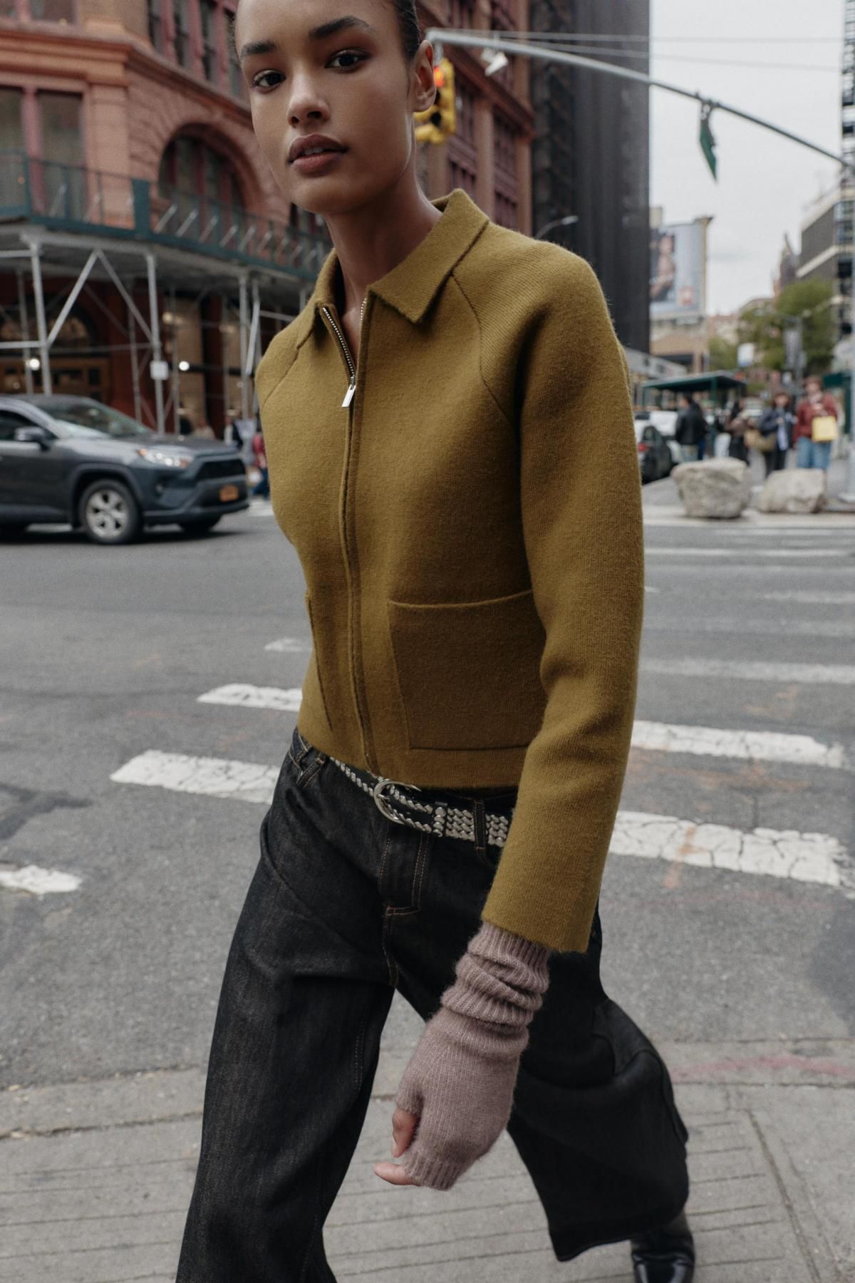 자라 모던 카키 집업 가디건 2142/231 OLIVE GREEN - 상세 이미지 3