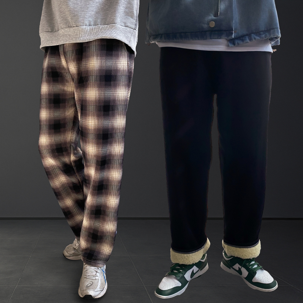1+1 스웻팬츠 작업바지 양털바지 - 상품 이미지