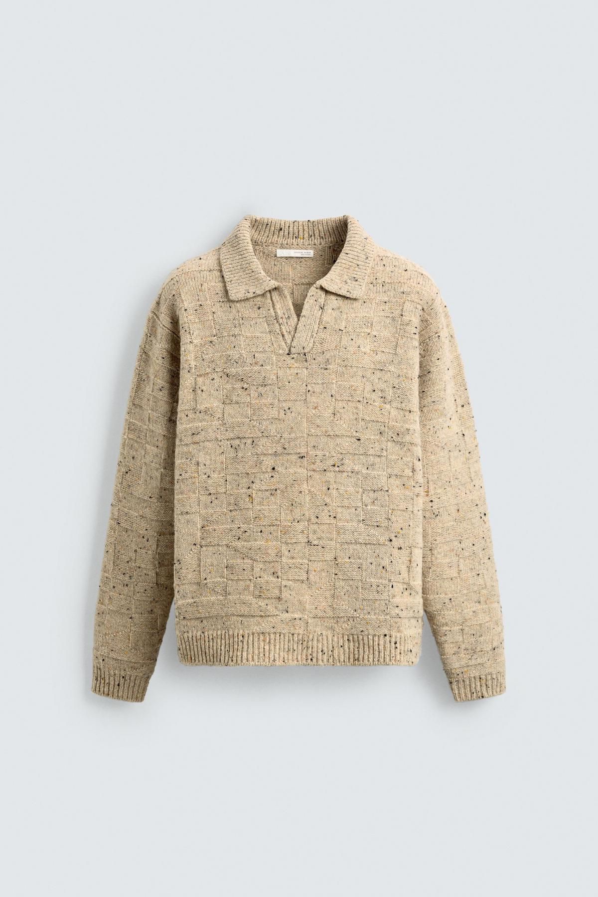 자라 프리미엄 울 니트 폴로셔츠 베이지 5536/318 BEIGE - 상품 이미지