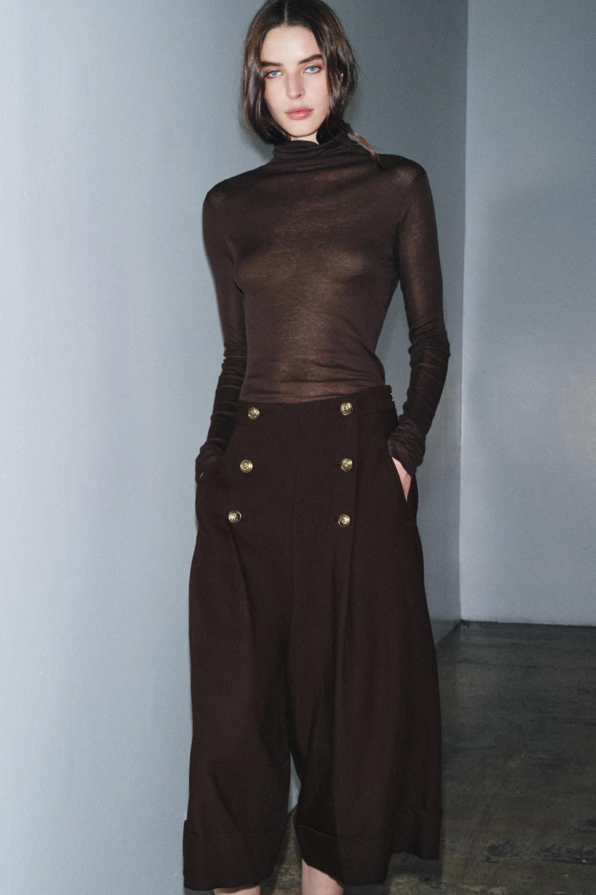 자라 테일러드 울 버튼 버뮤다 팬츠 9584/880 KHAKI - 상세 이미지 2