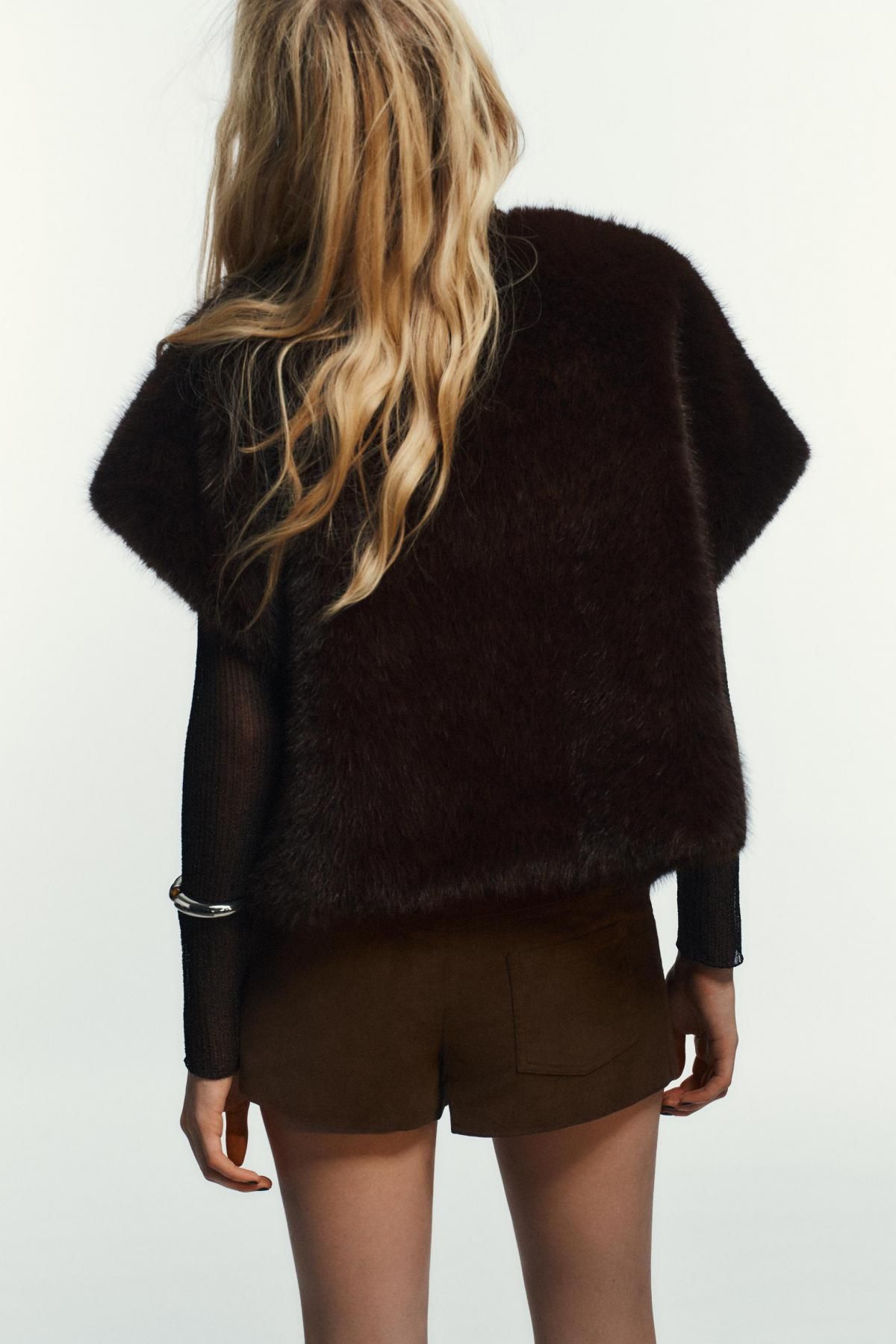 자라 럭셔리 페이크퍼 베스트 8491/212 BROWN - 상세 이미지 5