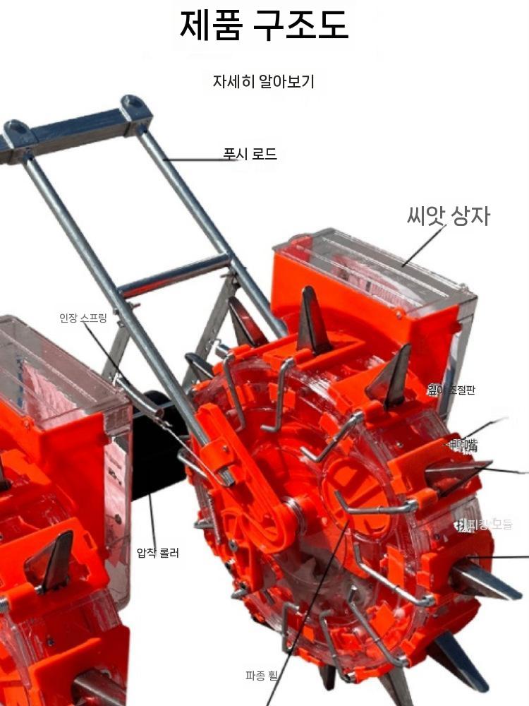 수동 멀칭기 다기능 인력 무동력 엎기 비닐피복기 더블 릿지 5입 31cm+압축휠 이미지 6