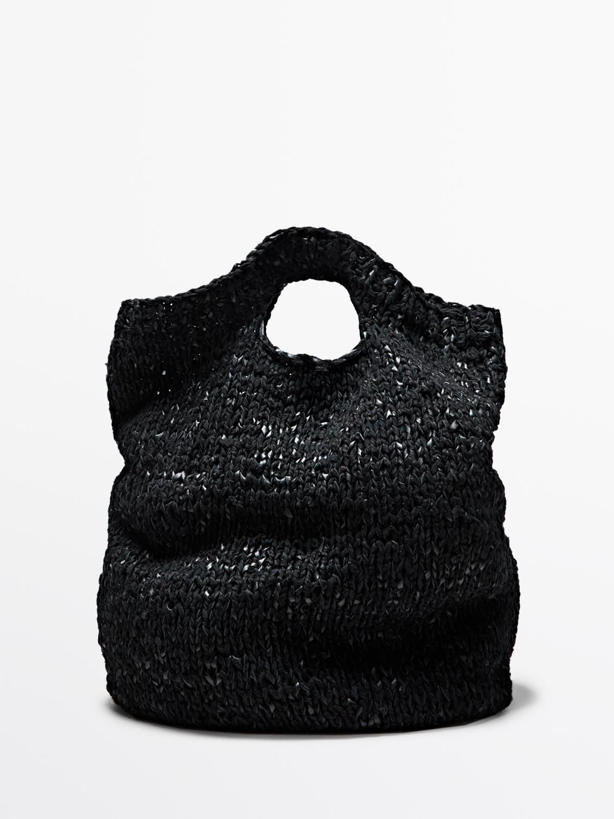 마시모두띠 한정판 크로셰 레더 라지 토트백 6990/555 BLACK - 상품 이미지