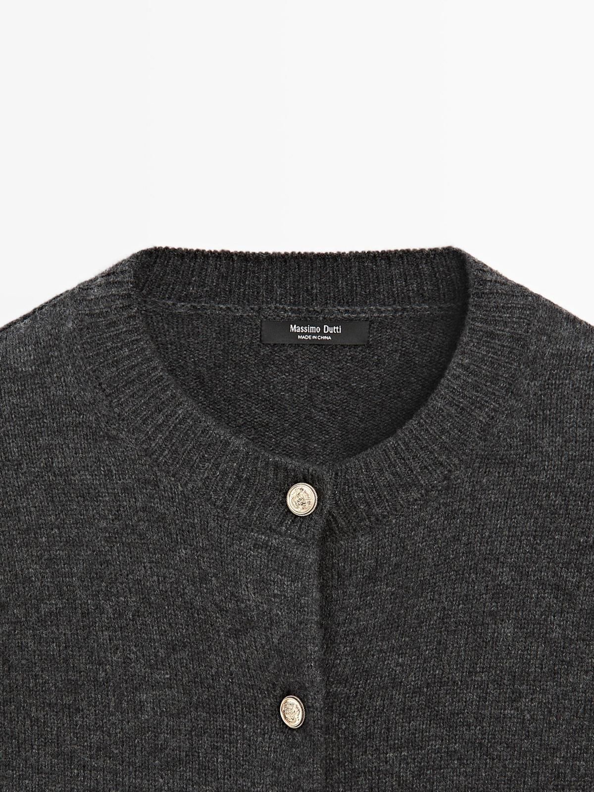 마시모두띠 골드버튼 라운드넥 울혼방 니트 가디건 5623/925 ANTHRACITE GREY - 상세 이미지 5