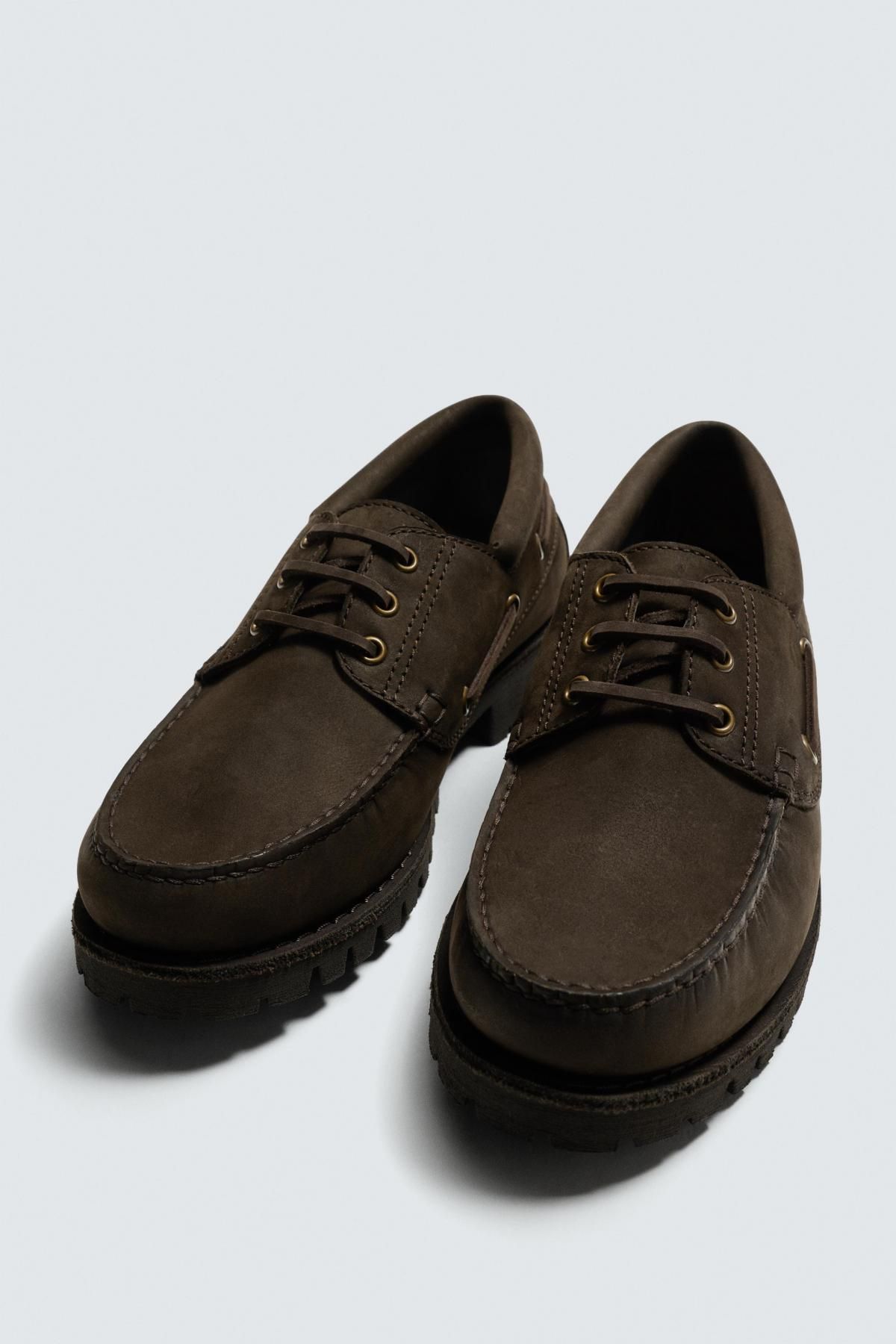 자라 청키 트랙솔 레더 데크슈즈 2484/620 BROWN - 상세 이미지 2