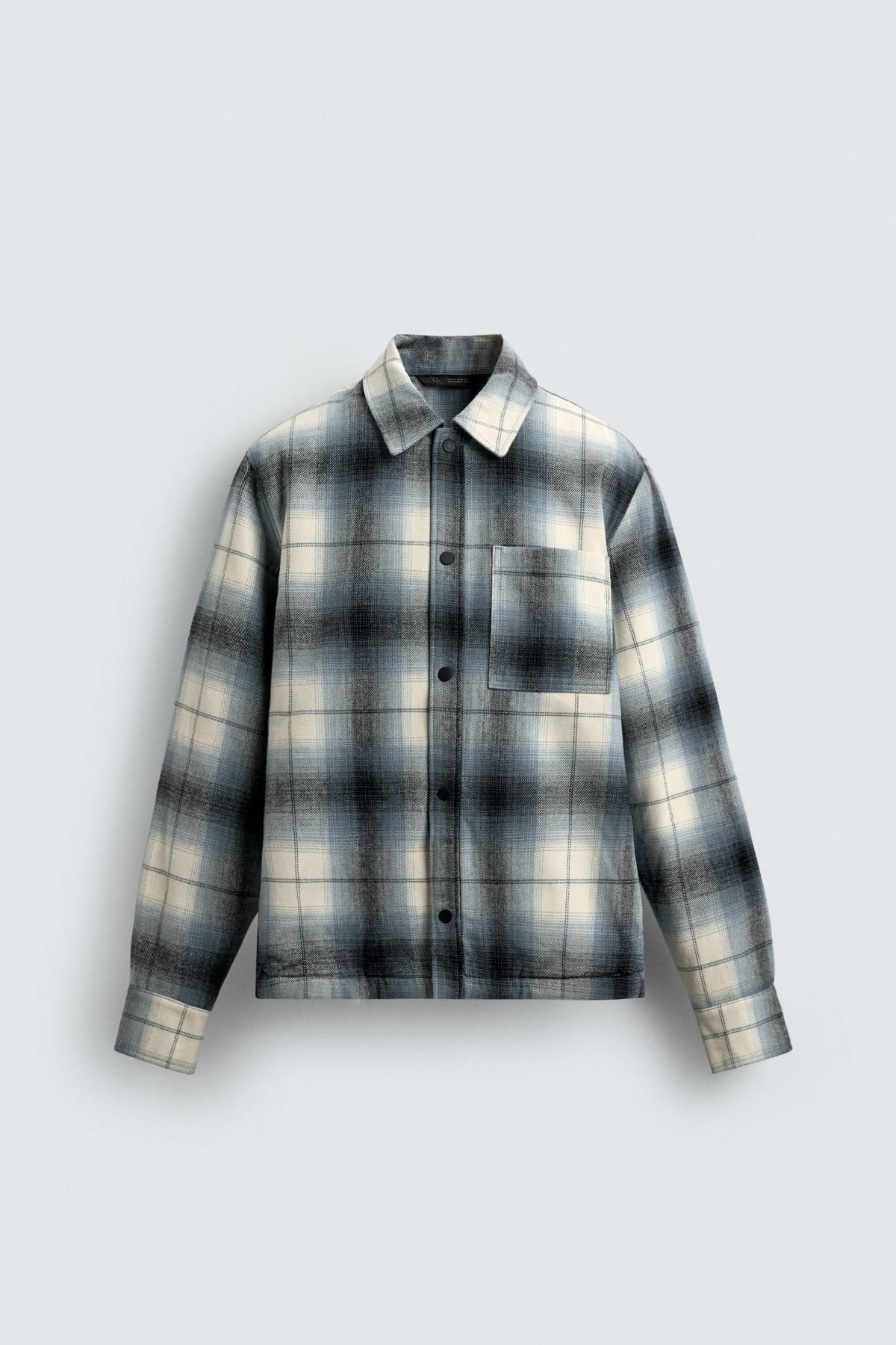 자라 오버핏 체크 테크니컬 오버셔츠 7446/326 BLUE/WHITE - 메인 이미지