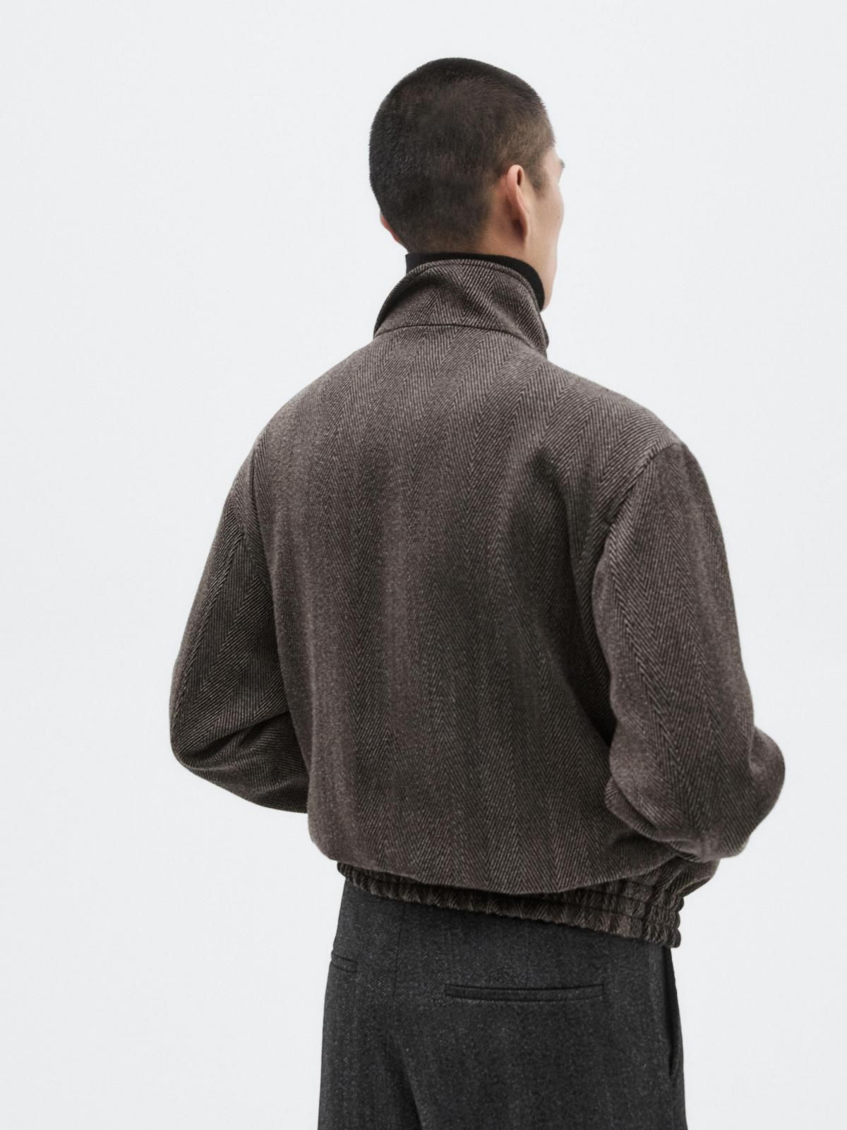 마시모두띠 헤링본 울 혼방 봄버 재킷 2800/880 GREY - 상세 이미지 4