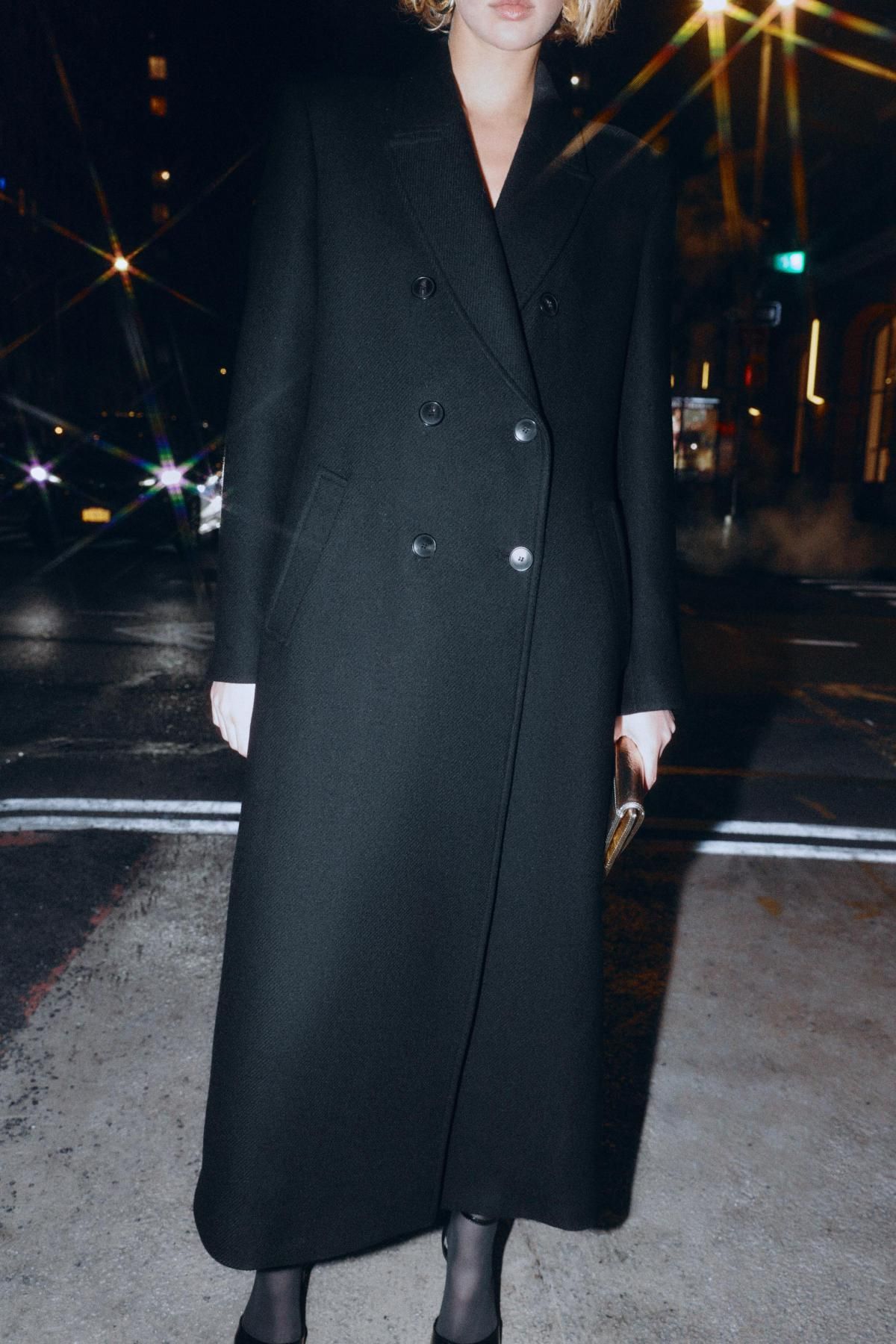 자라 더블브레스트 테일러드 울 롱 코트 8469/107 BLACK - 상세 이미지 4