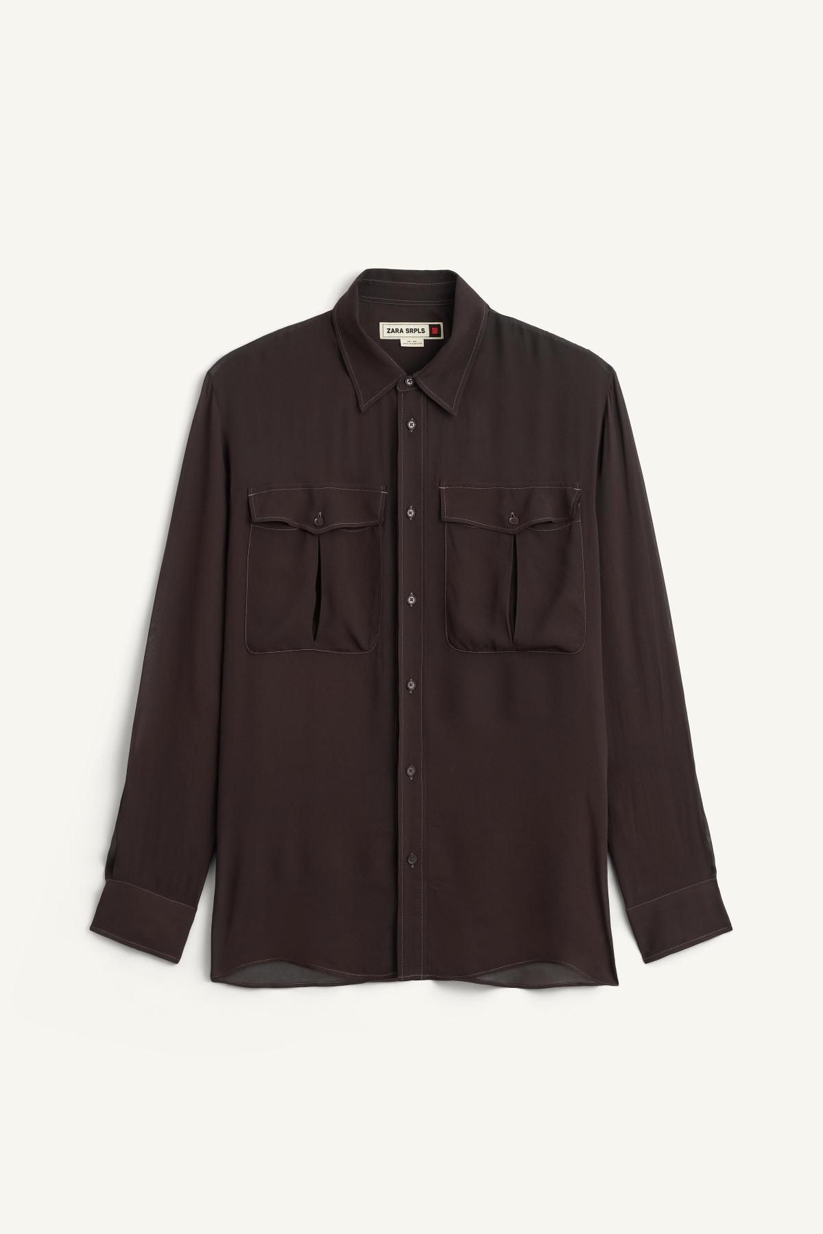 자라 브라운 릴랙스핏 롱슬리브 셔츠 6366/318 DARK BROWN - 메인 이미지
