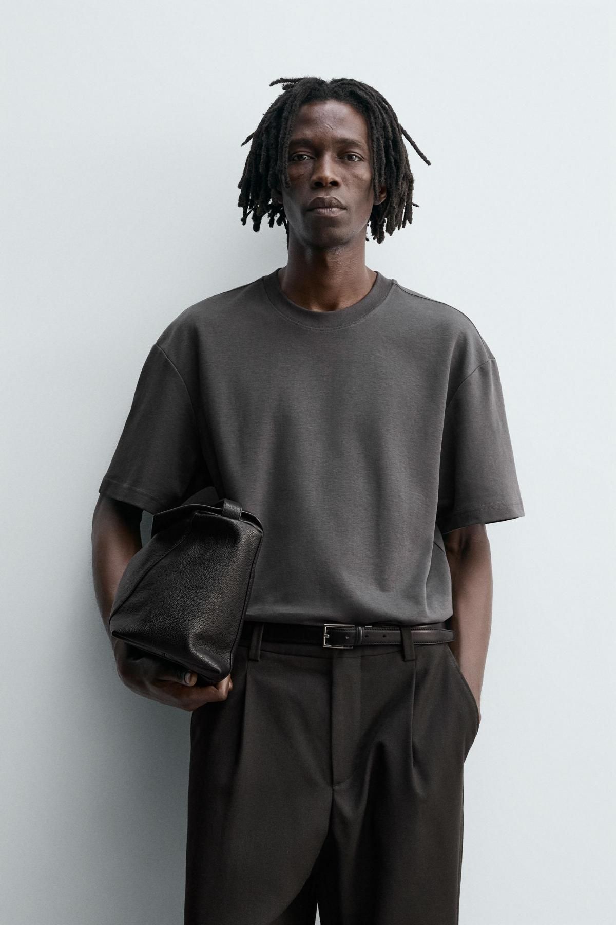 자라 릴랙스핏 테크니컬 반팔 티셔츠 5584/471 ANTHRACITE GREY - 상세 이미지 3