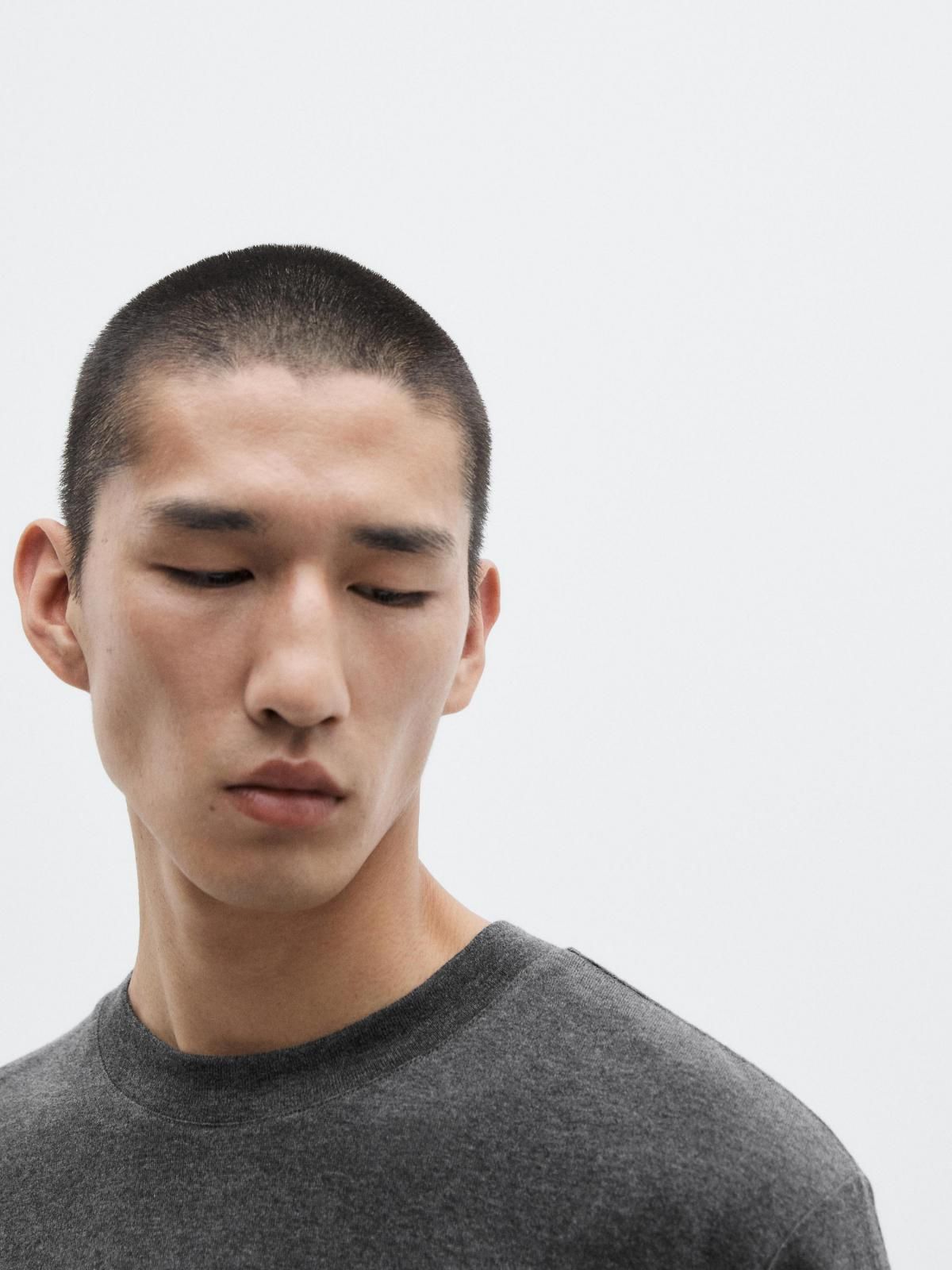 마시모두띠 한정판 코튼 혼방 크루넥 반팔 티셔츠 0523/880 GREY MARL - 상세 이미지 5