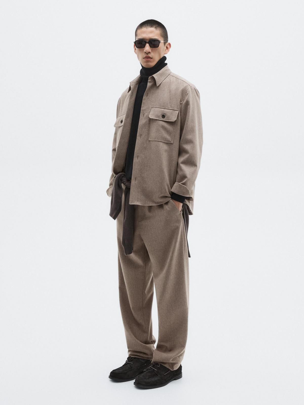 마시모두띠 울 블렌드 스트레치 와이드 팬츠 2805/880 MINK - 상세 이미지 2