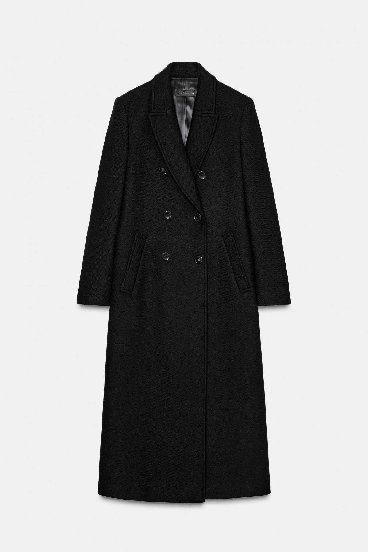 자라 더블브레스트 테일러드 울 롱 코트 8469/107 BLACK - 상품 이미지
