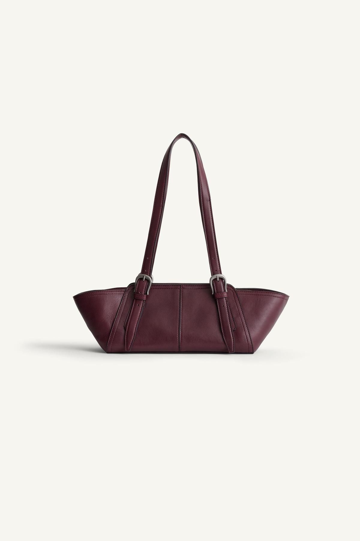 자라 버건디 레더 롱 숄더백 6491/610 BURGUNDY RED - 메인 이미지