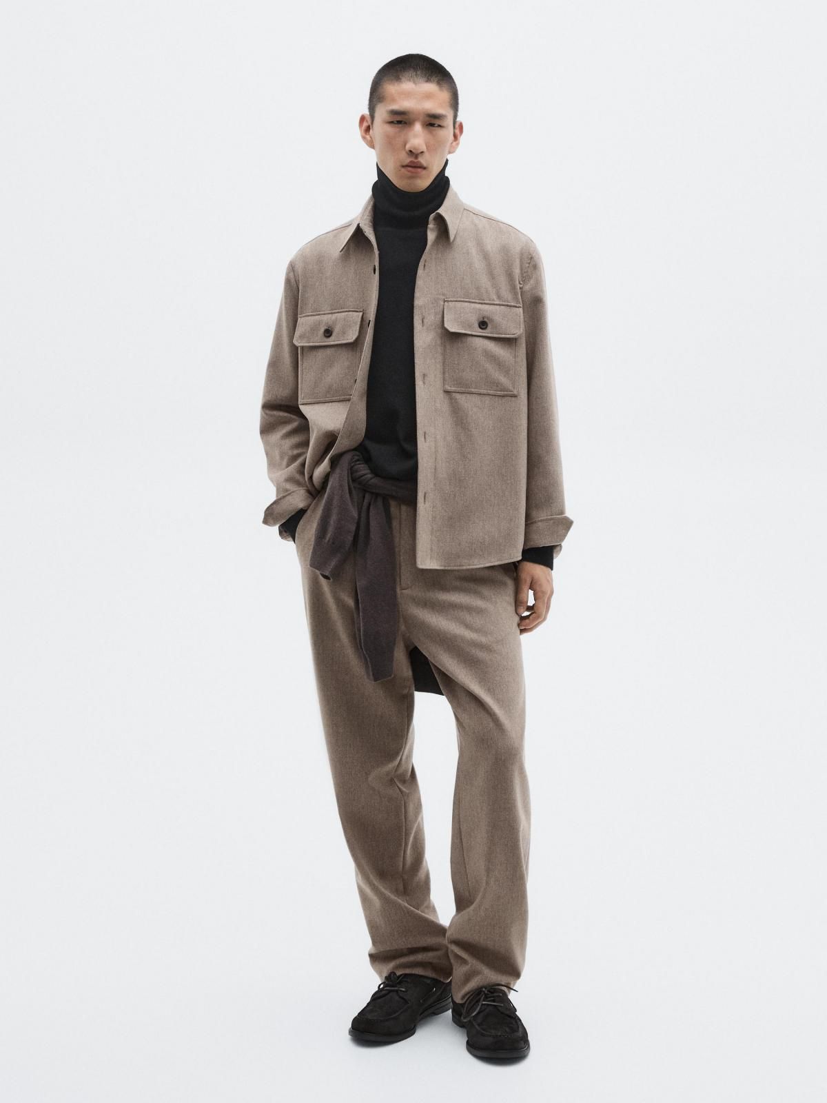 마시모두띠 프리미엄 울블렌드 포켓 오버셔츠 2804/880 MINK - 상세 이미지 2