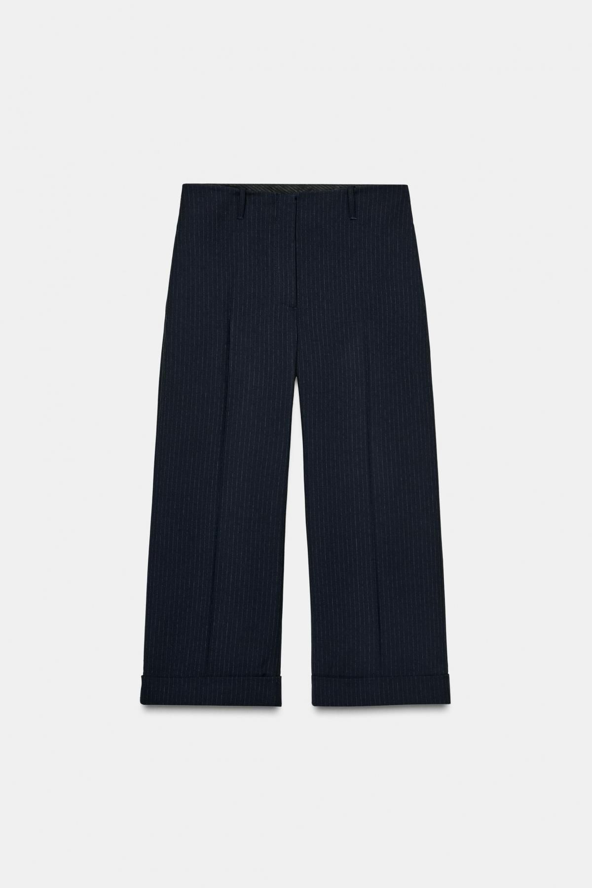 자라 핀스트라이프 미드웨이스트 팬츠 1478/240 NAVY BLUE - 메인 이미지