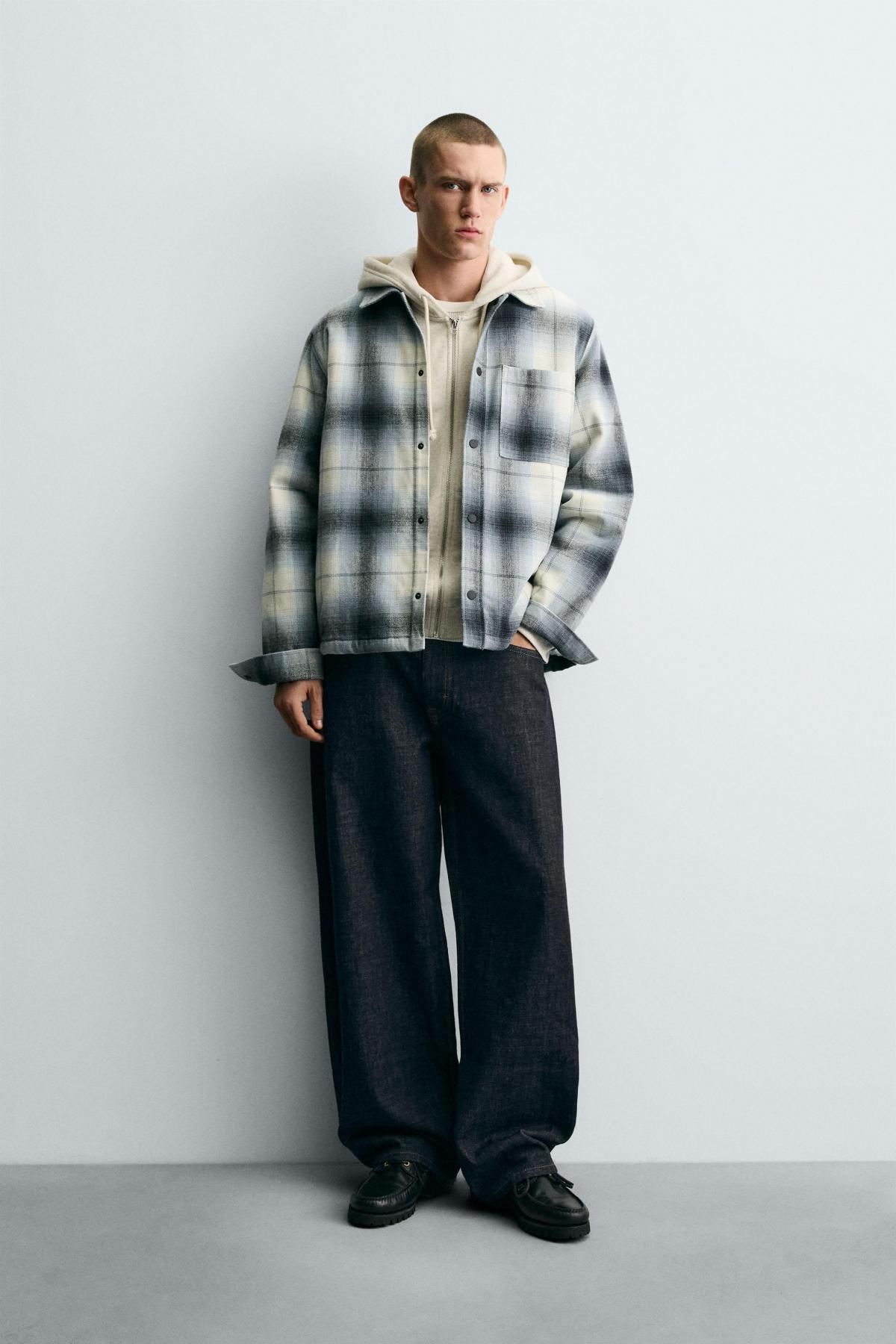 자라 오버핏 체크 테크니컬 오버셔츠 7446/326 BLUE/WHITE - 상세 이미지 2