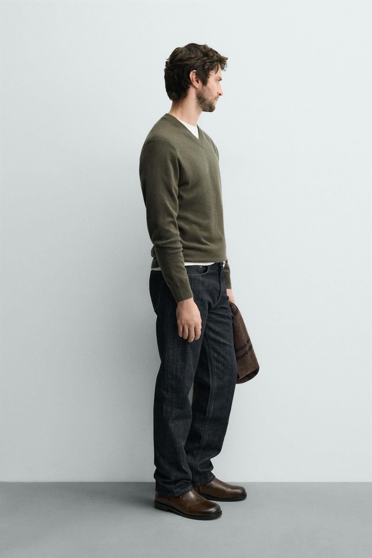 자라 프리미엄 울 브이넥 니트 스웨터 2893/334 MOSS GREEN - 상세 이미지 5