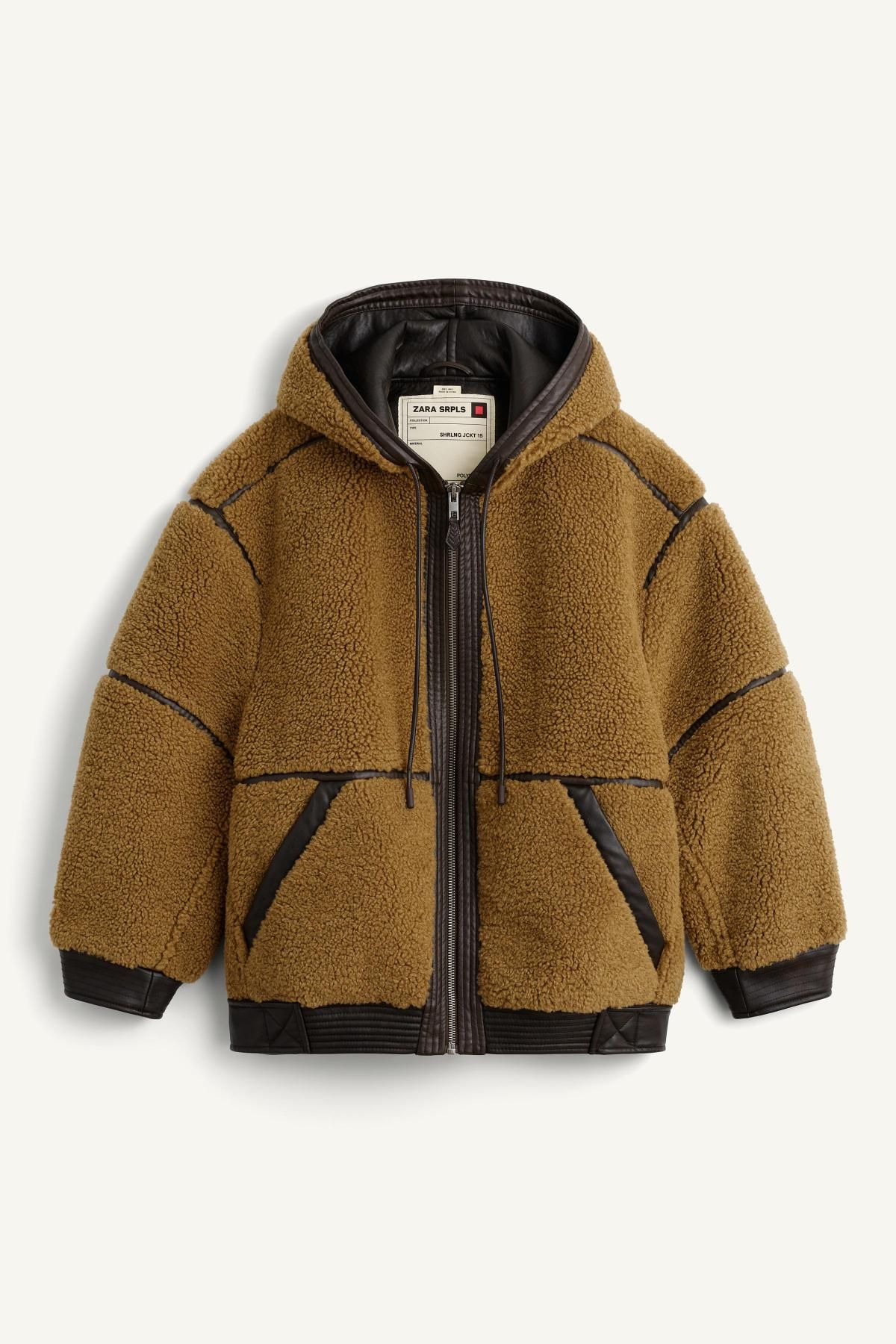 자라 테크니컬 후드 무스탕 레더 자켓 3548/901 BROWN - 상품 이미지