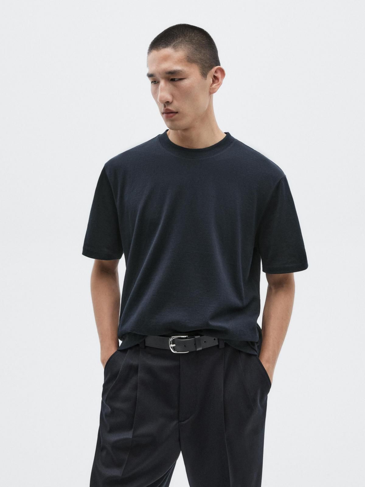 마시모두띠 코튼 블렌드 반팔 티셔츠 네이비 0523/880 NAVY BLUE - 상세 이미지 3