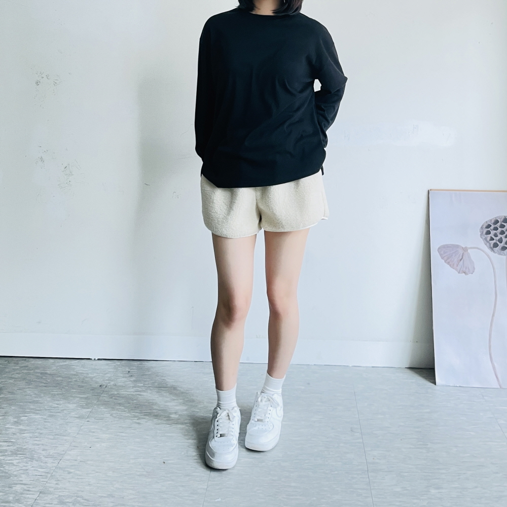 1+1 여성기모티셔츠 이너 레이어드 겨울 루즈핏 티셔츠 - 상세 이미지 5