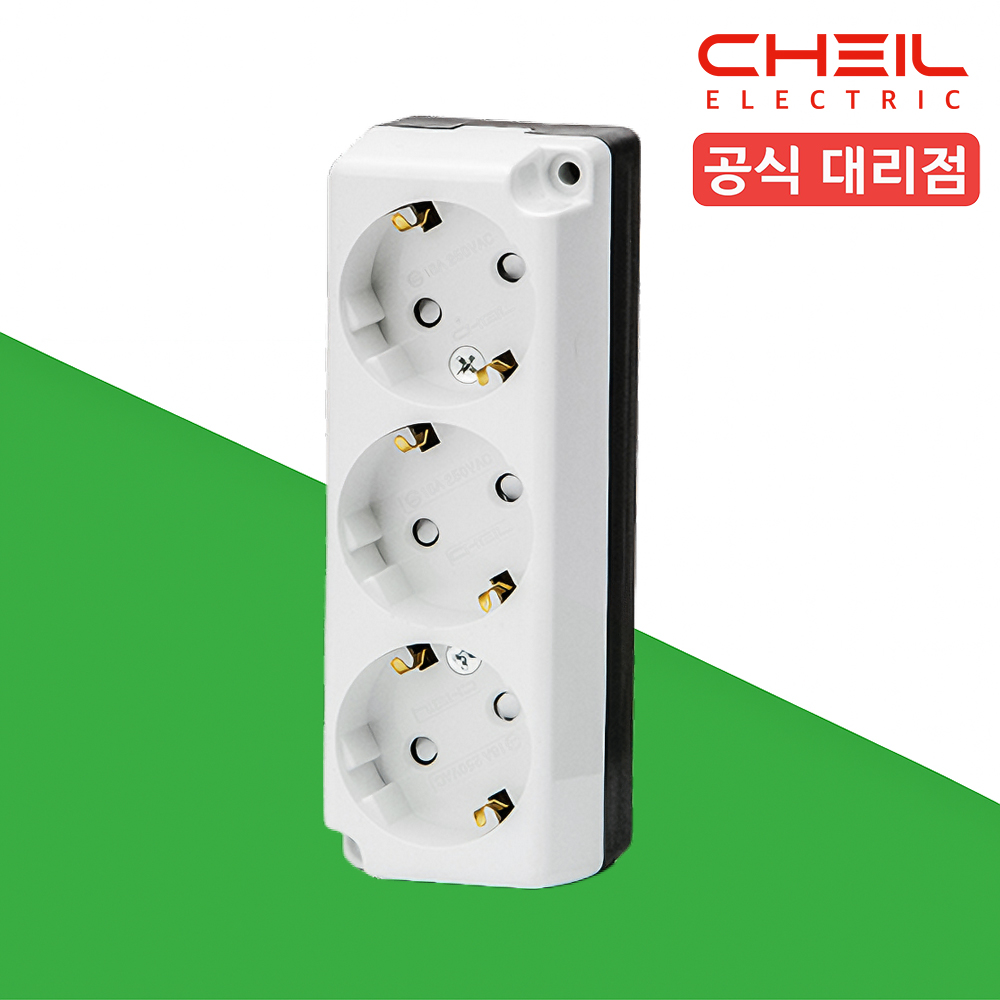 제일 노출콘센트 3구 연선용 나사타입 화이트 돌출형 설치 교체 이미지 1