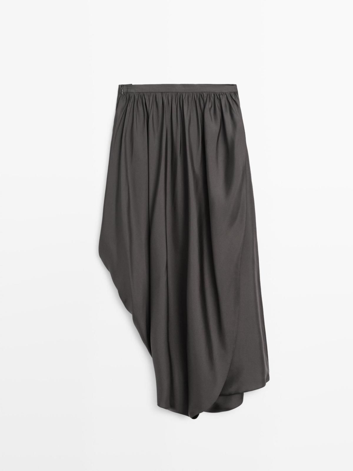 마시모두띠 한정판 드레이프 실크 미디 스커트 5250/555 GREY - 메인 이미지