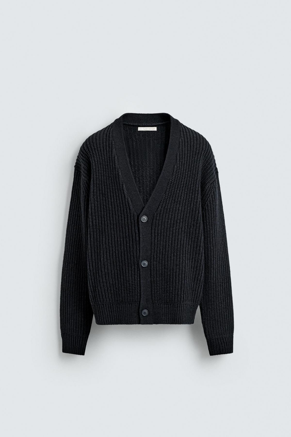 자라 릴랙스핏 골지 텍스처 브이넥 가디건 4216/308 DARK NAVY - 메인 이미지