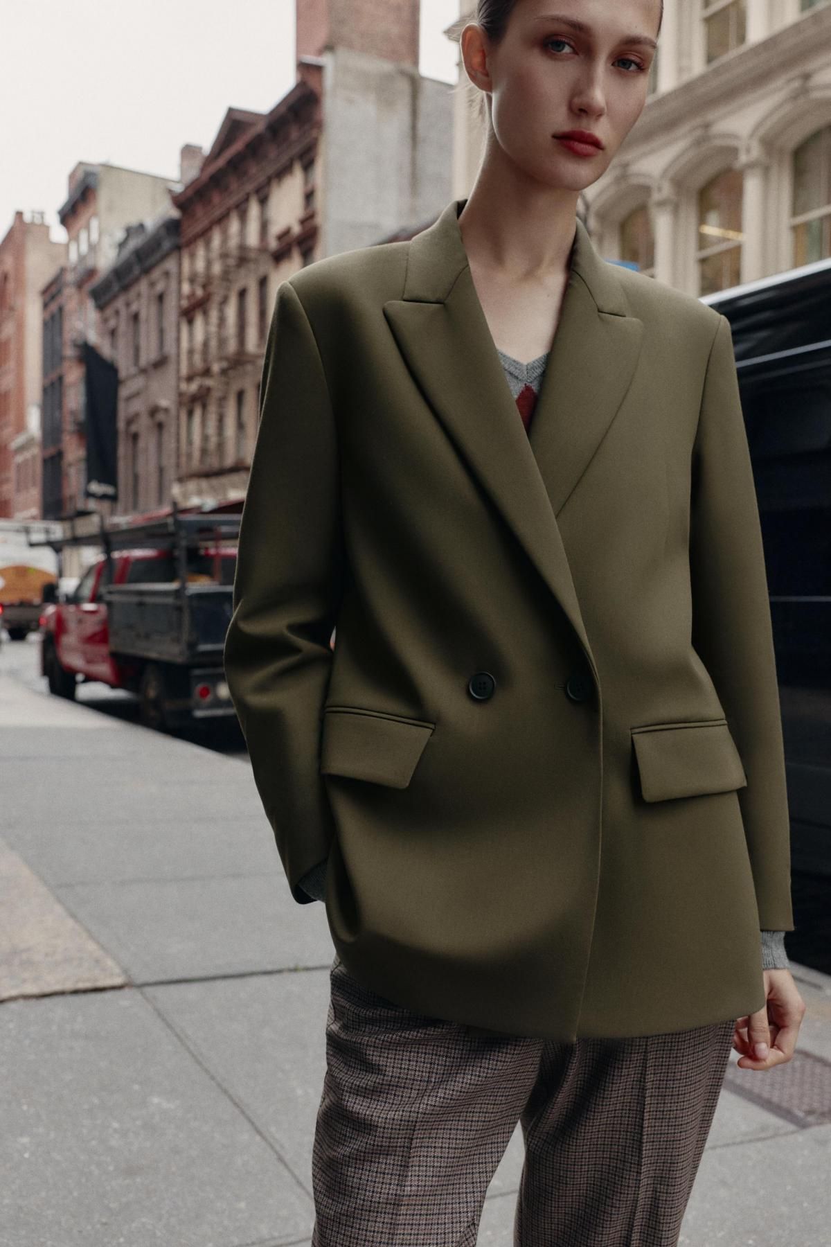 자라 오버사이즈 더블브레스트 블레이저 2753/122 KHAKI - 상세 이미지 3