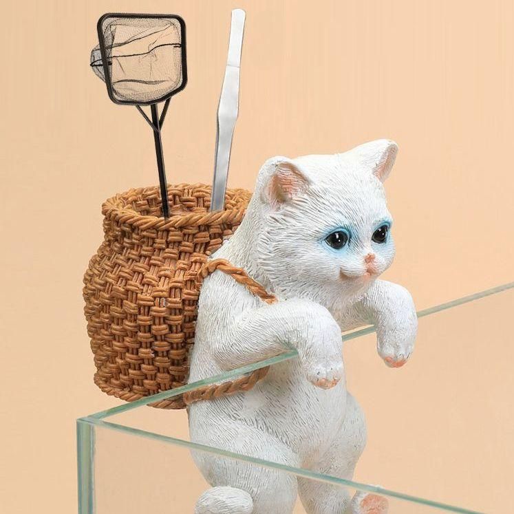 어항 고양이 장식품 귀여운 수족관 장난감 피규어 꾸미기 - 상세 이미지 4