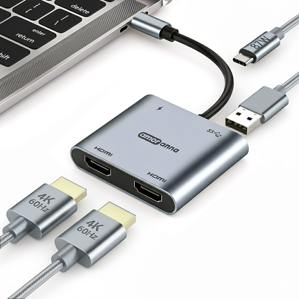 아모란나 C타입 듀얼 모니터 분배기 HDMI 컨버터 MST 허브 4in1 60Hz 제품 이미지