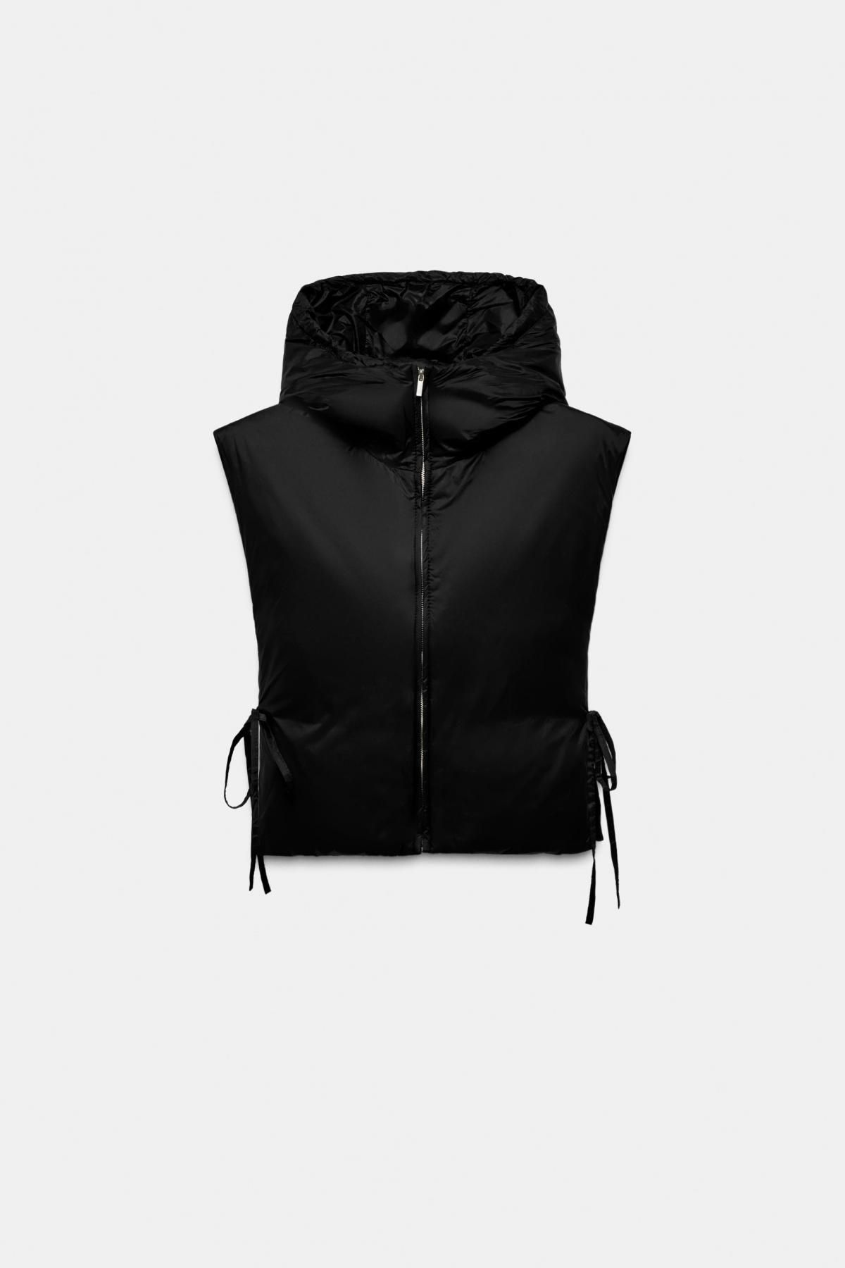 자라 페더 다운 패딩 베스트 후드 집업 4749/817 BLACK - 상품 이미지