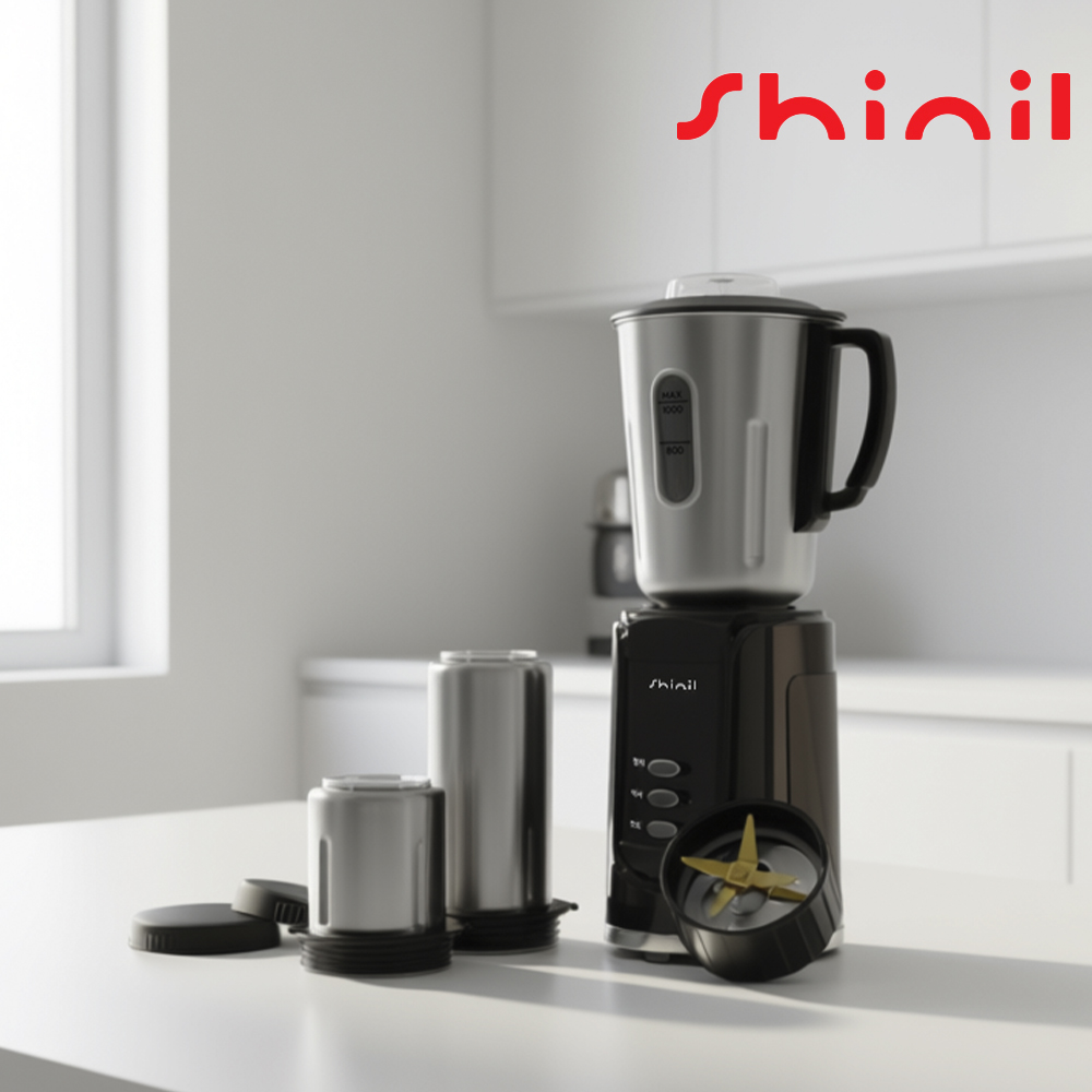 신일 멀티 믹서기 다용도 주스 마늘 양념 다지기 분쇄기 스텐용기 2개 블랙