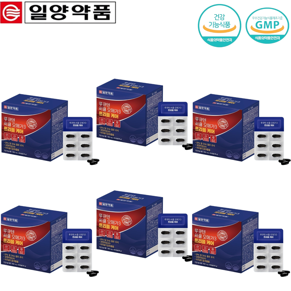 일양양품 루테인 코엔자임Q10 오메가3 60캡슐 6박스 6개월 눈 혈행 혈압 건강 관리 - 메인 이미지