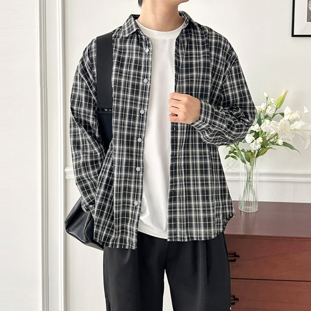 1+1 남자체크셔츠 남자체크남방 - 상세 이미지 5
