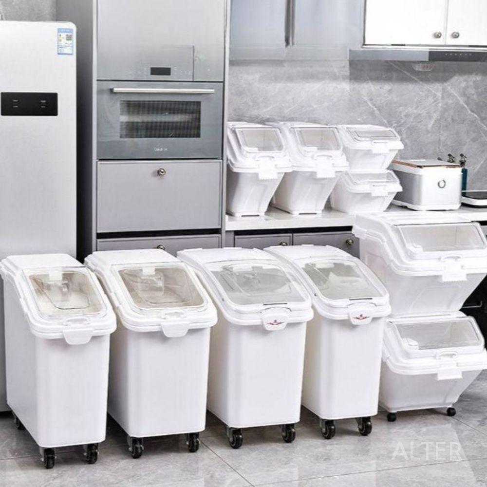 업소용 밀가루 통 대용량 분말 쌀통 보관함 이동식 슬라이드 100L(쌀 62.5kg) - 상세 이미지 2