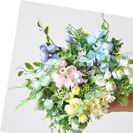 오성물산 조화꽃다발 동백 수국 조화 장식 실크플라워 입학식 졸업식 꽃