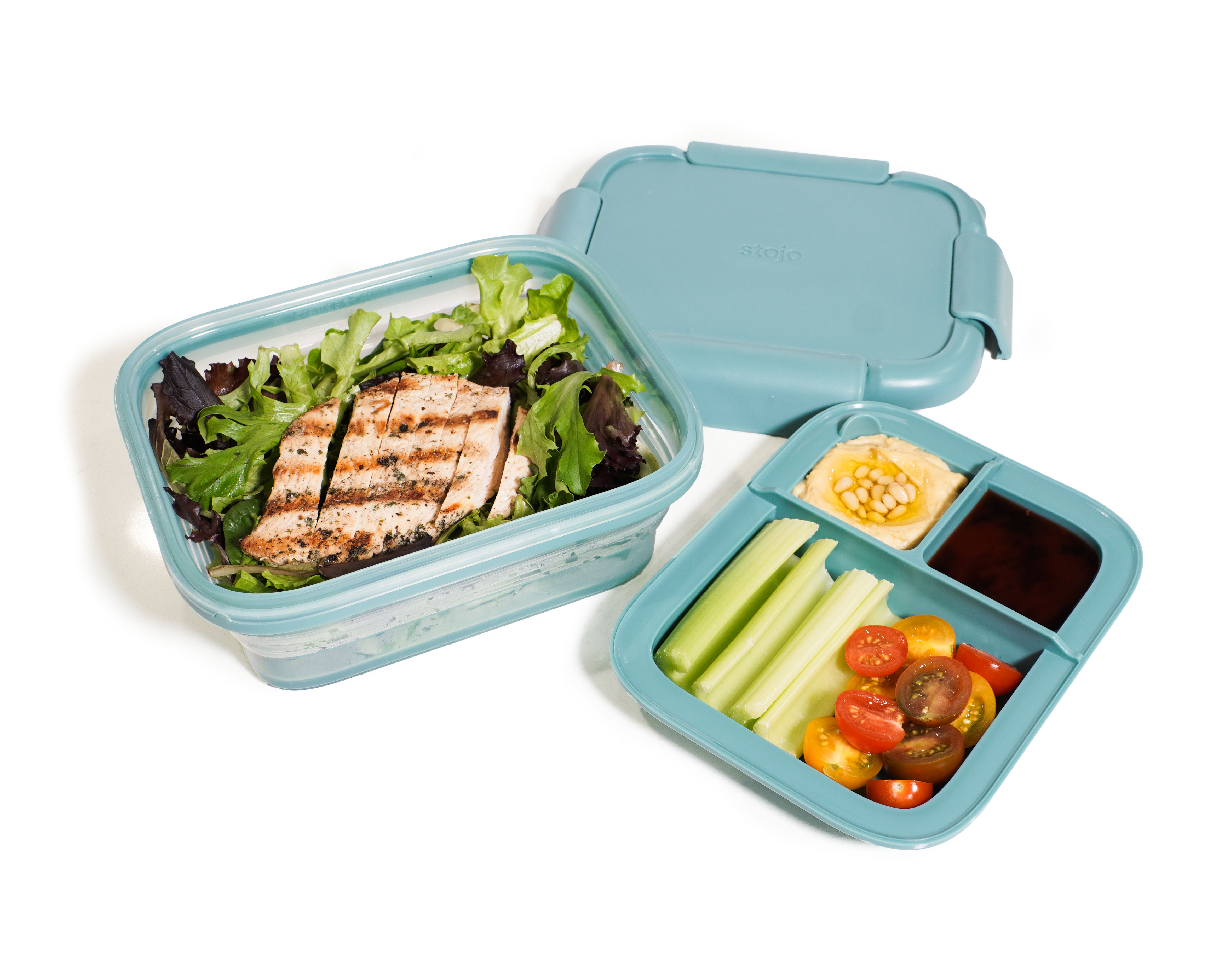 스토조 접이식 실리콘 런치박스 도시락통 밀폐용기 1500ml, 유칼립투스 - 상세 이미지 5