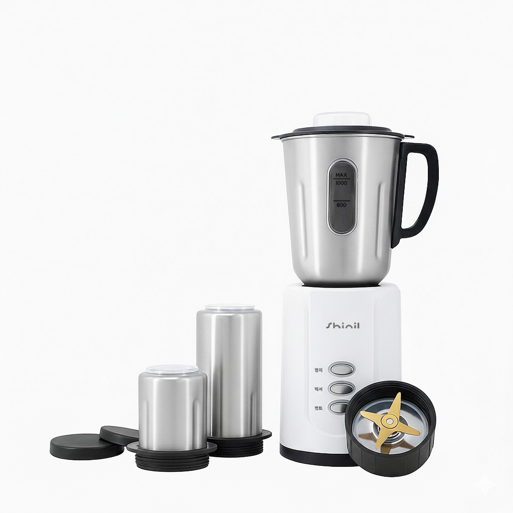 신일 멀티 믹서기 다용도 주스 마늘 양념 다지기 분쇄기 스텐용기 2개 화이트