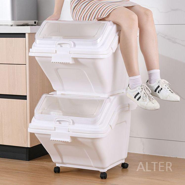 업소용 밀가루 통 대용량 분말 쌀통 보관함 이동식 슬라이드 100L(쌀 62.5kg) - 상세 이미지 3
